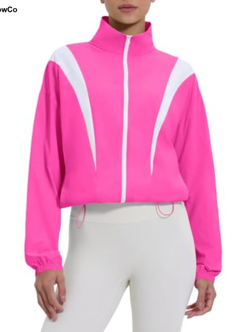 Women's Lightweight Cropped Full Zip Running Jacket with Stand Collar